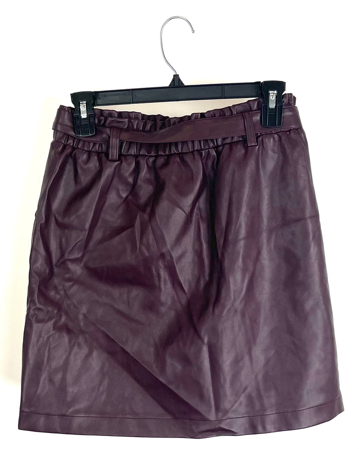 Burgundy Skirt With Tie Belt - Small