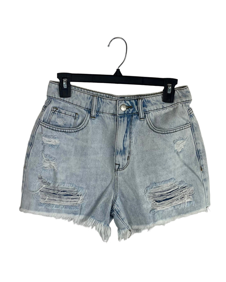 Distressed Light Wash Shorts - Size 4
