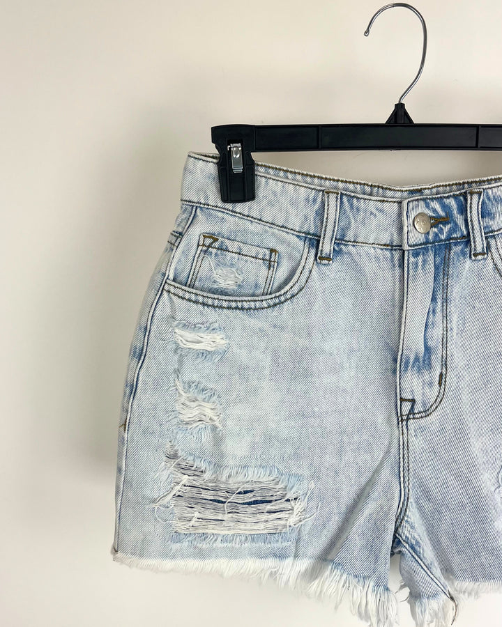 Distressed Light Wash Shorts - Size 4