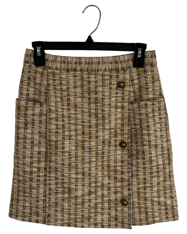 Orange and Brown Tweed Skirt - Size 2/4