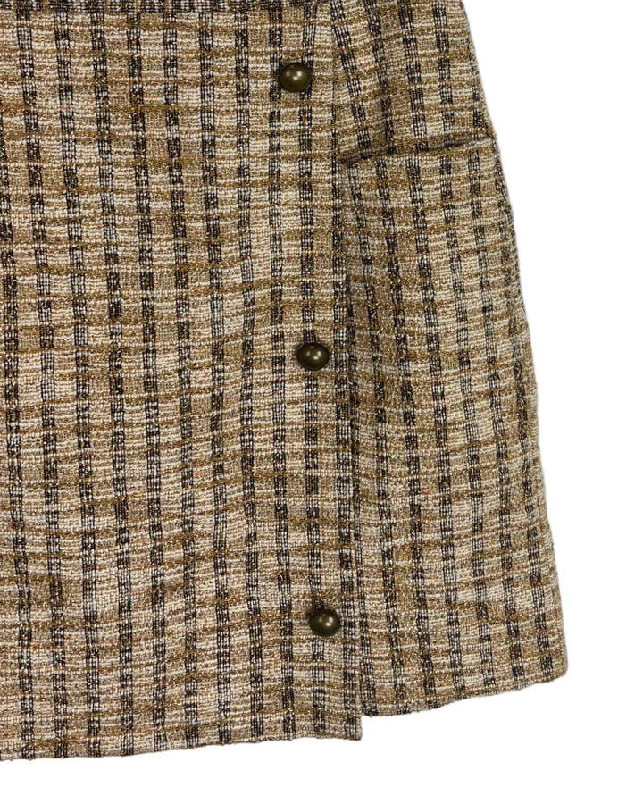 Orange and Brown Tweed Skirt - Size 2/4