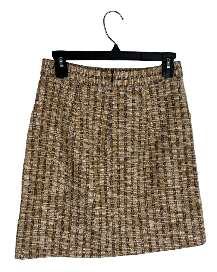 Orange and Brown Tweed Skirt - Size 2/4