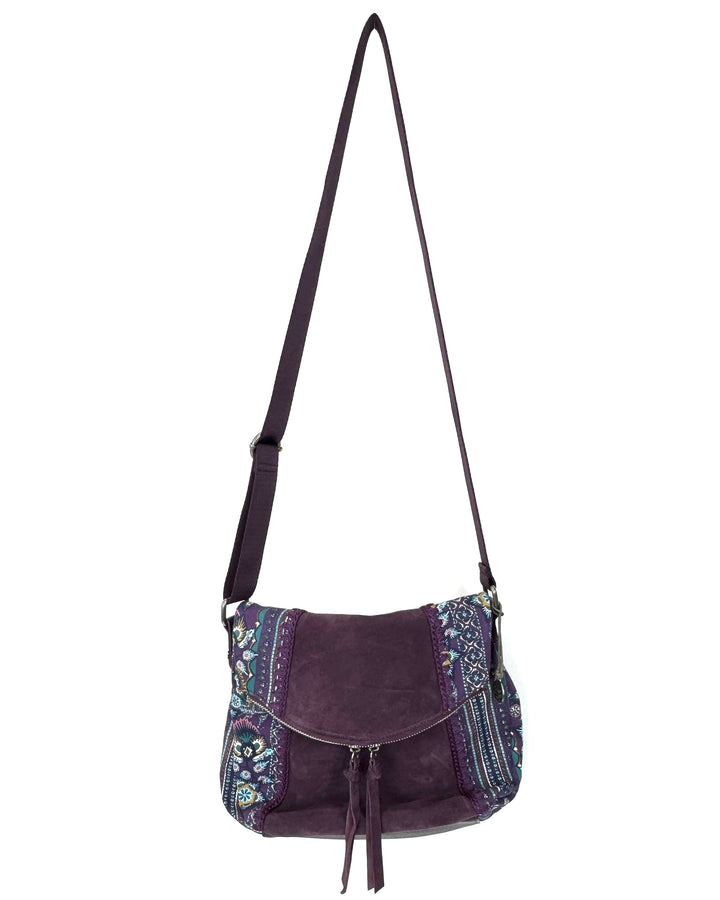 Plum Abstract Printed Foldover Crossbody Bag