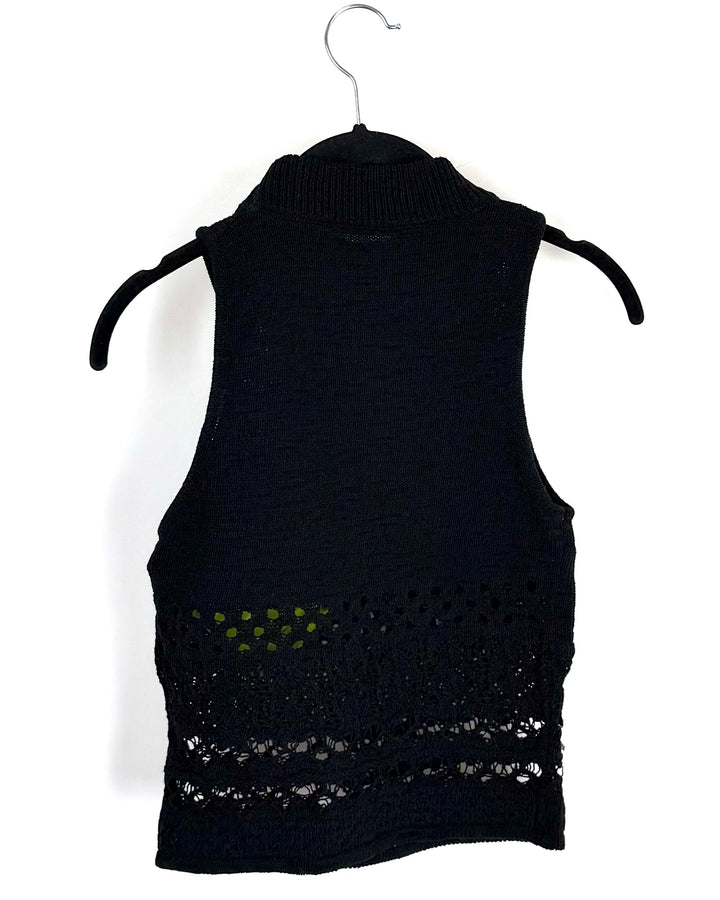 Black Crochet Turtle Neck Top - Size 2/4