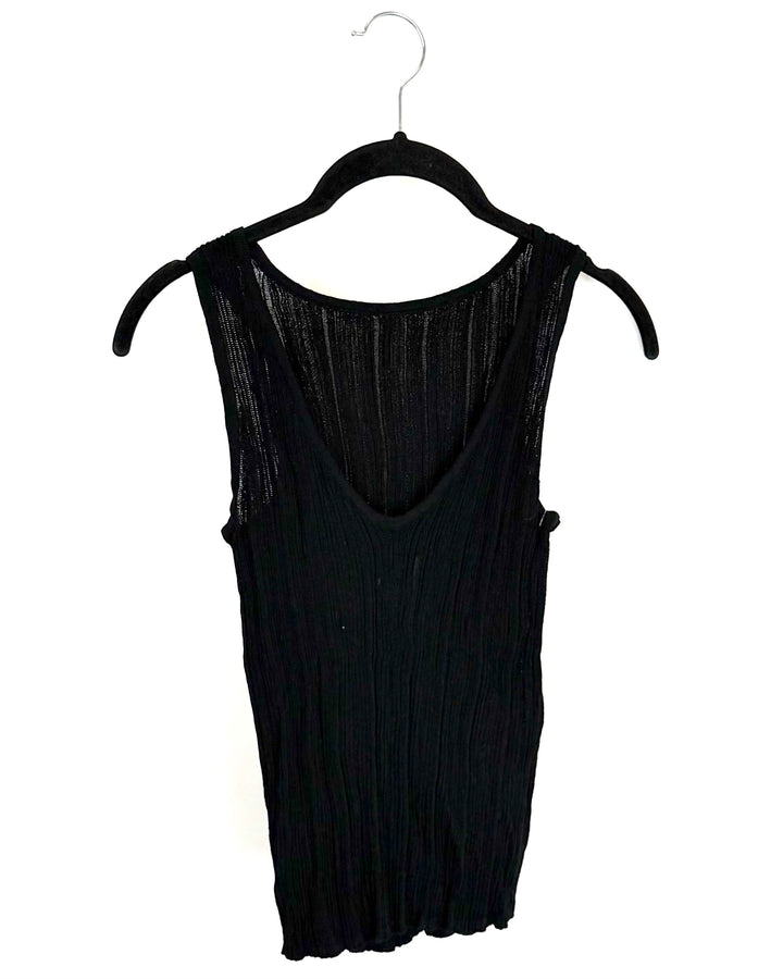 Black Ribbed Tank Top - Size 2/4