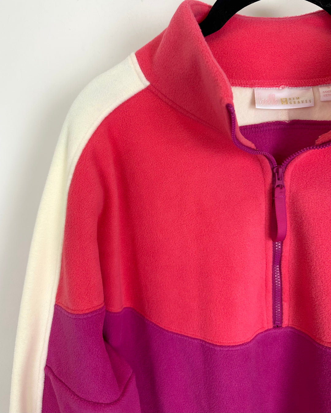 Pink and Purple Block Fleece Quarter Zip - Size 6/8