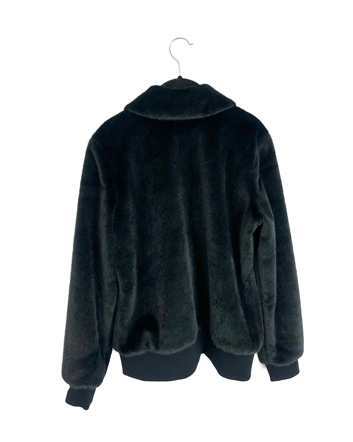 Black Faux Fur Jacket - Size 6/8