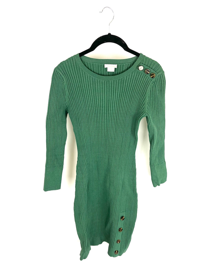 Green Ribbed Dress - Size 6