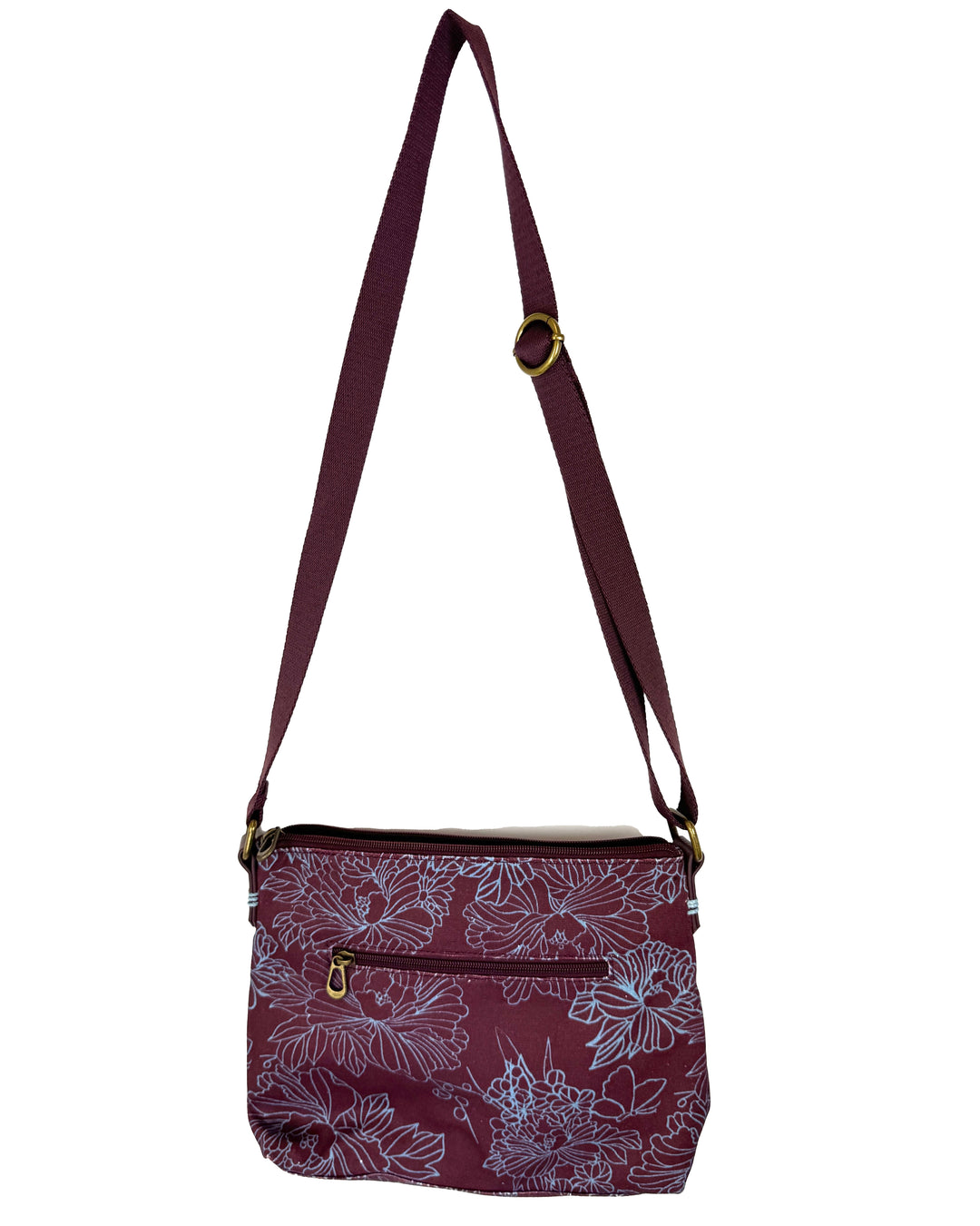 Rasin Brown & Steel Blue Floral Tiered Crossbody Bag