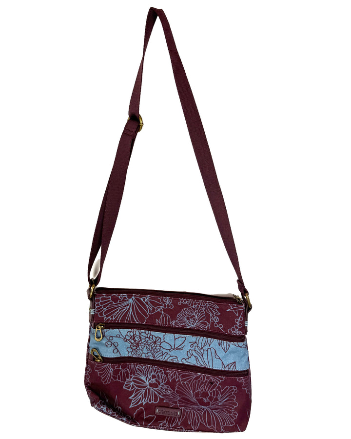 Rasin Brown & Steel Blue Floral Tiered Crossbody Bag