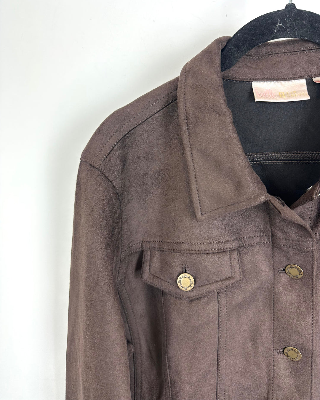 Chocolate Brown Faux Suede Jacket - Size 6/8
