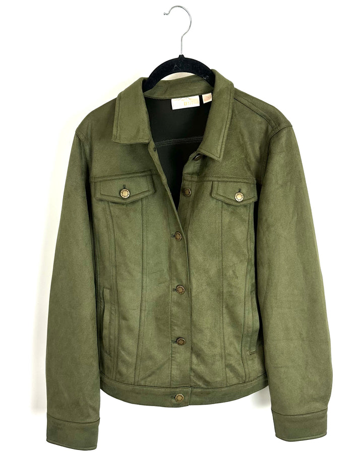 Green Faux Suede Jacket - Size 6/8