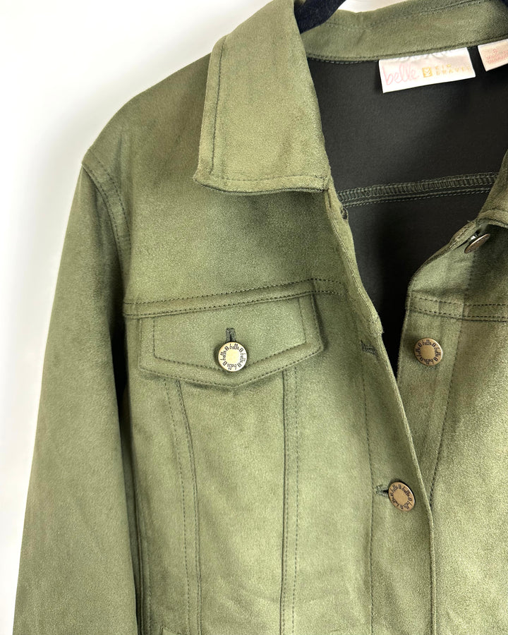 Green Faux Suede Jacket - Size 6/8