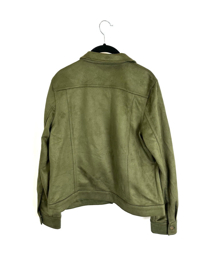 Green Faux Suede Jacket - Size 6/8