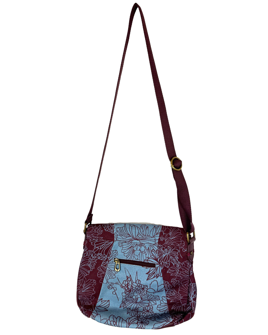 Rasin Brown & Steel Blue Foldover Crossbody Bag