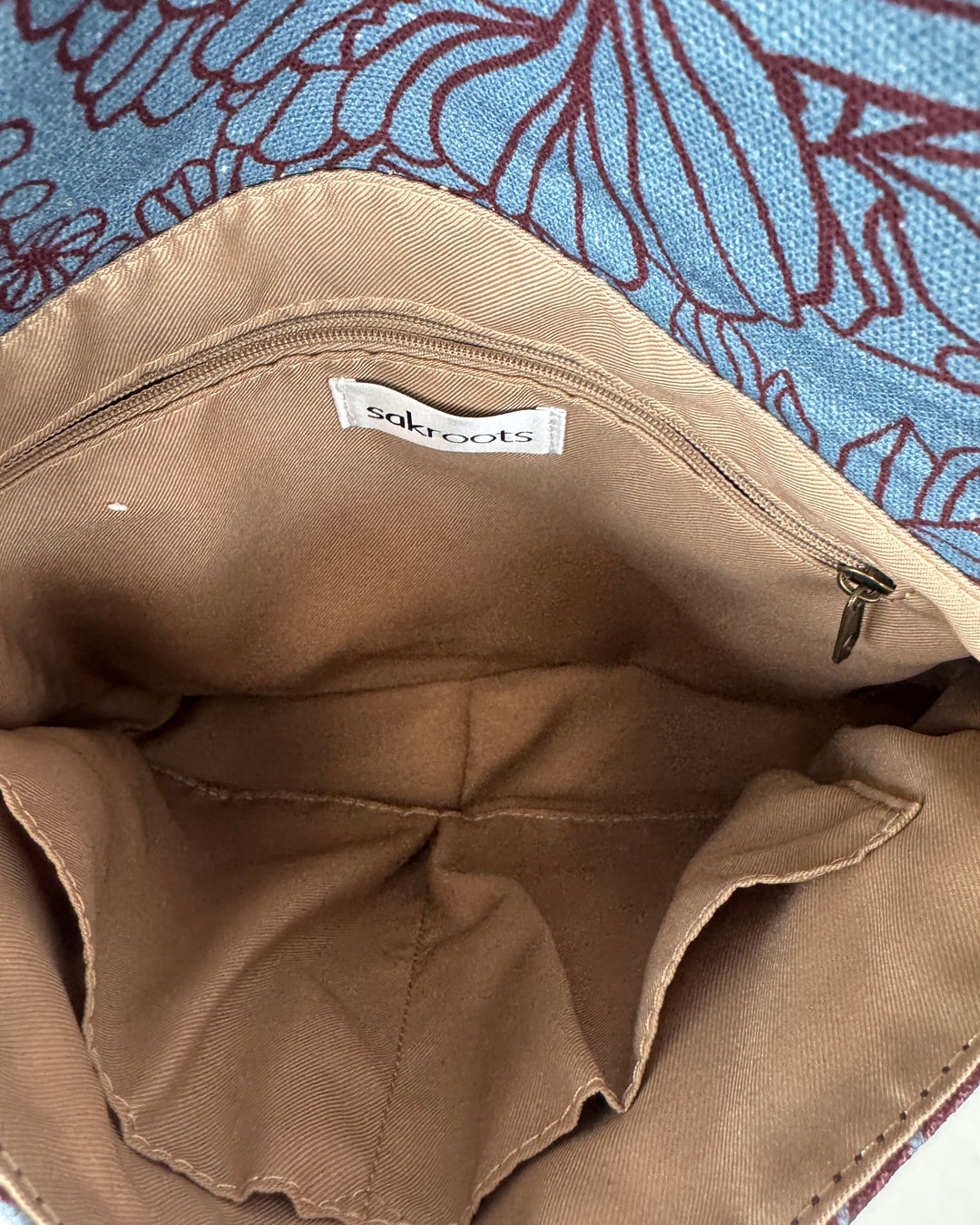 Rasin Brown & Steel Blue Foldover Crossbody Bag