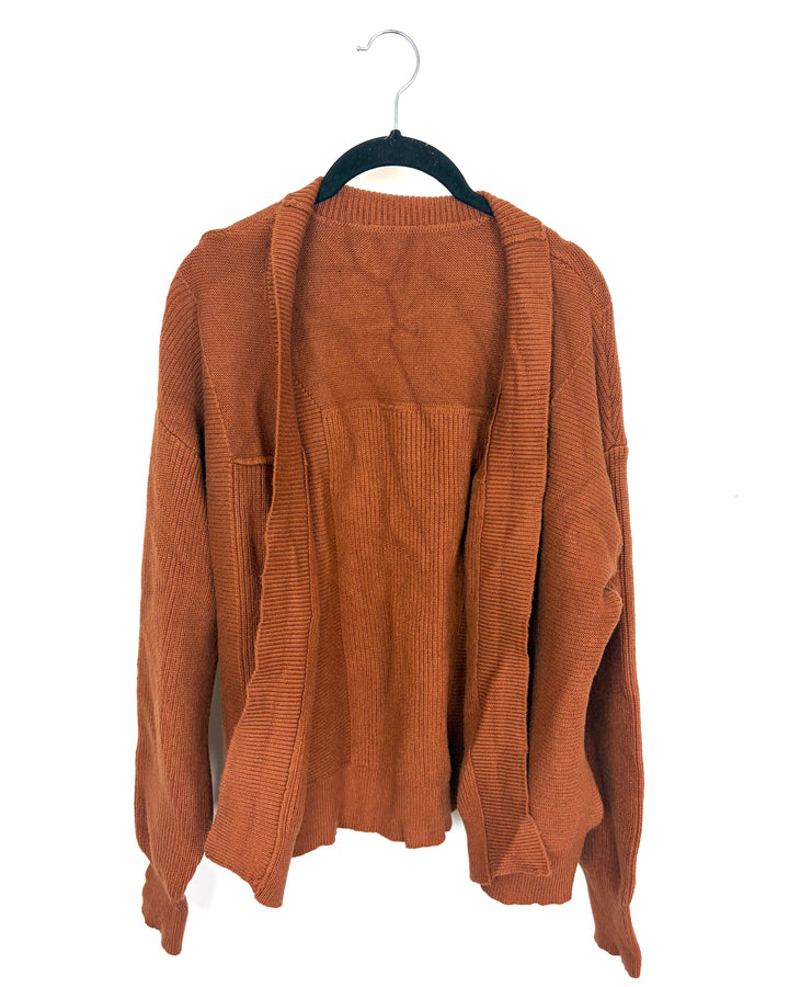Burnt Orange Knit Cardigan - Size 2/4