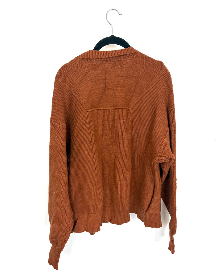 Burnt Orange Knit Cardigan - Size 2/4