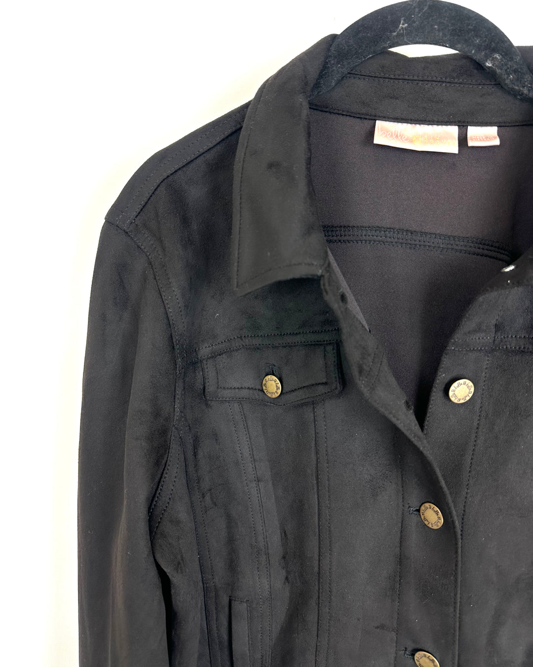 Black Faux Suede Jacket - Size 6/8