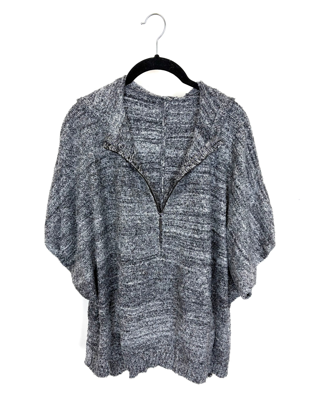 Heather Grey Zip Up Poncho - Size 8/10