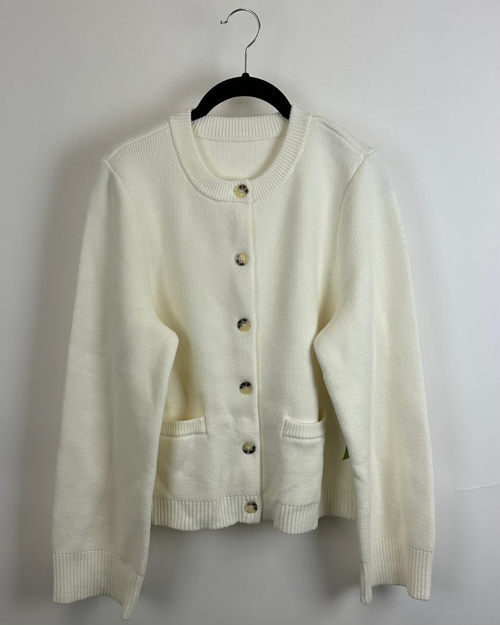 Cream Button-Up Cardigan - Size 4/6