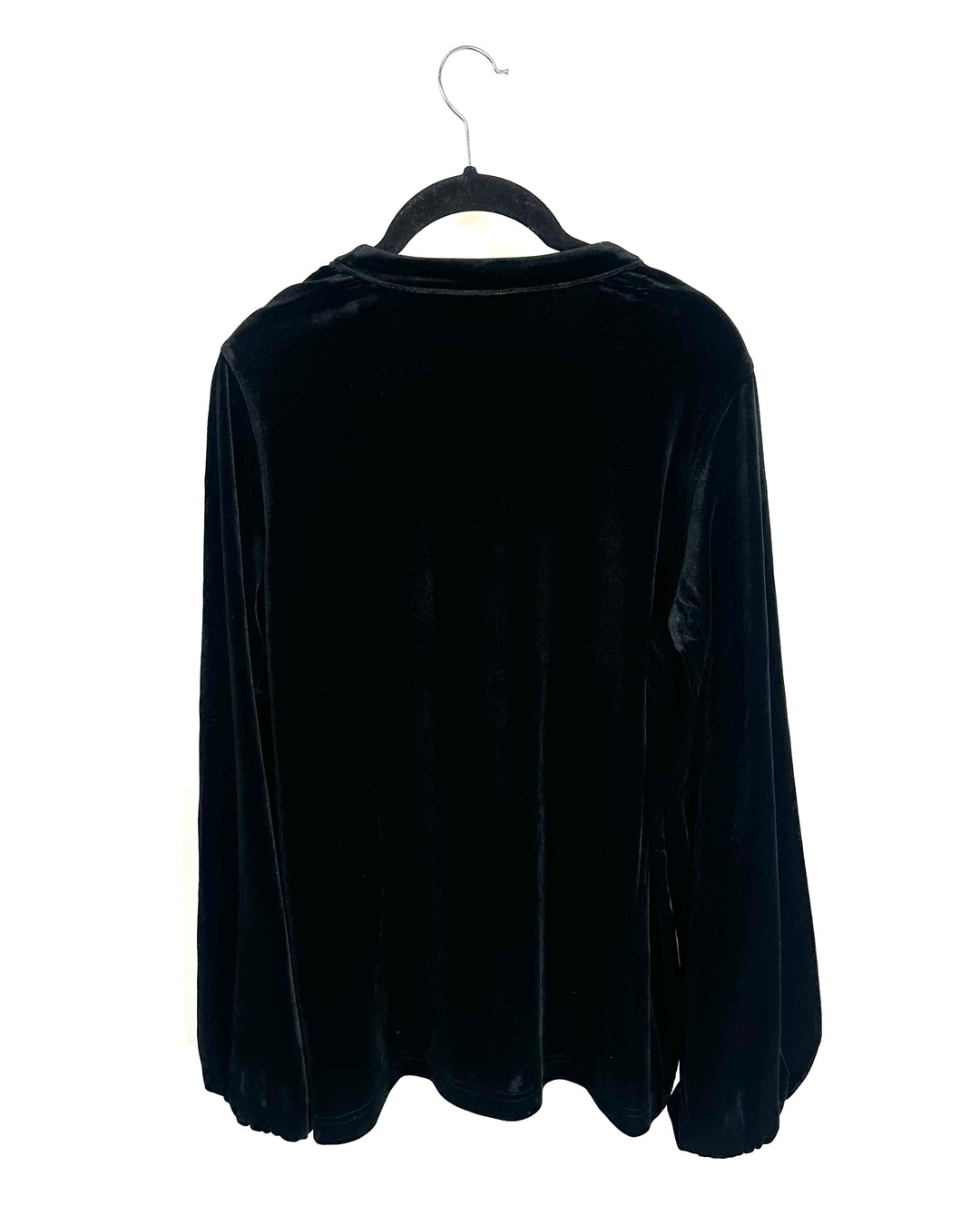 Black Velvet Button Sleeve Top - Size 6/8