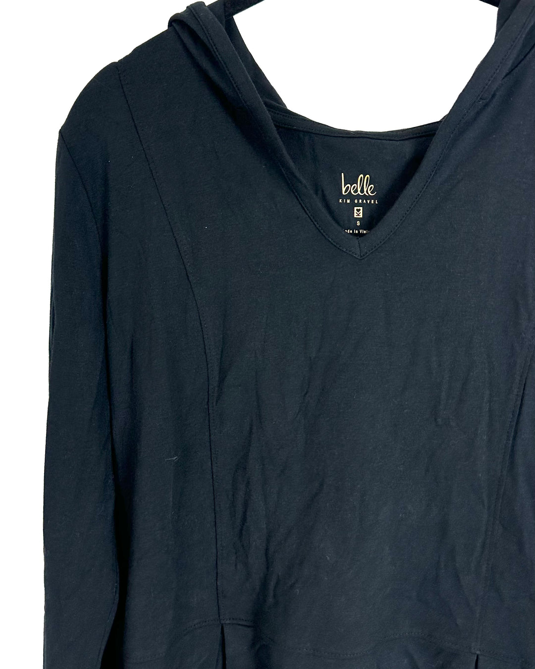 Black Pleated Hoodie Top - Size 6/8