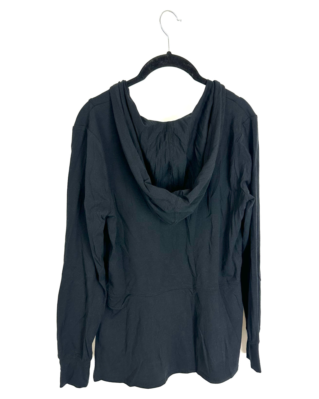 Black Pleated Hoodie Top - Size 6/8