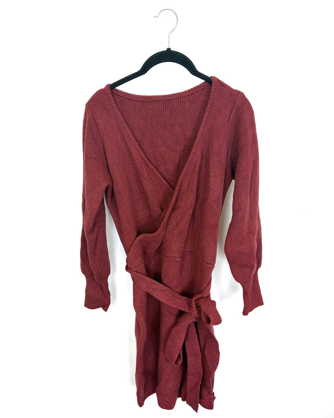 Deep Red Wrap Sweater Dress - Size 6/8