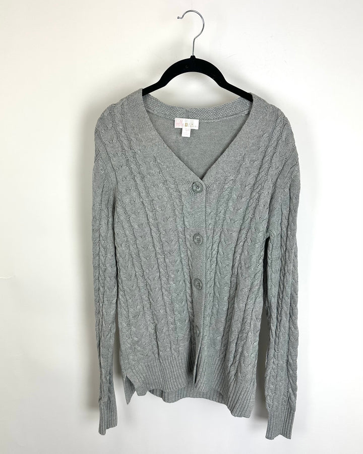 Grey Cable Knit Cardigan - Size 6/8