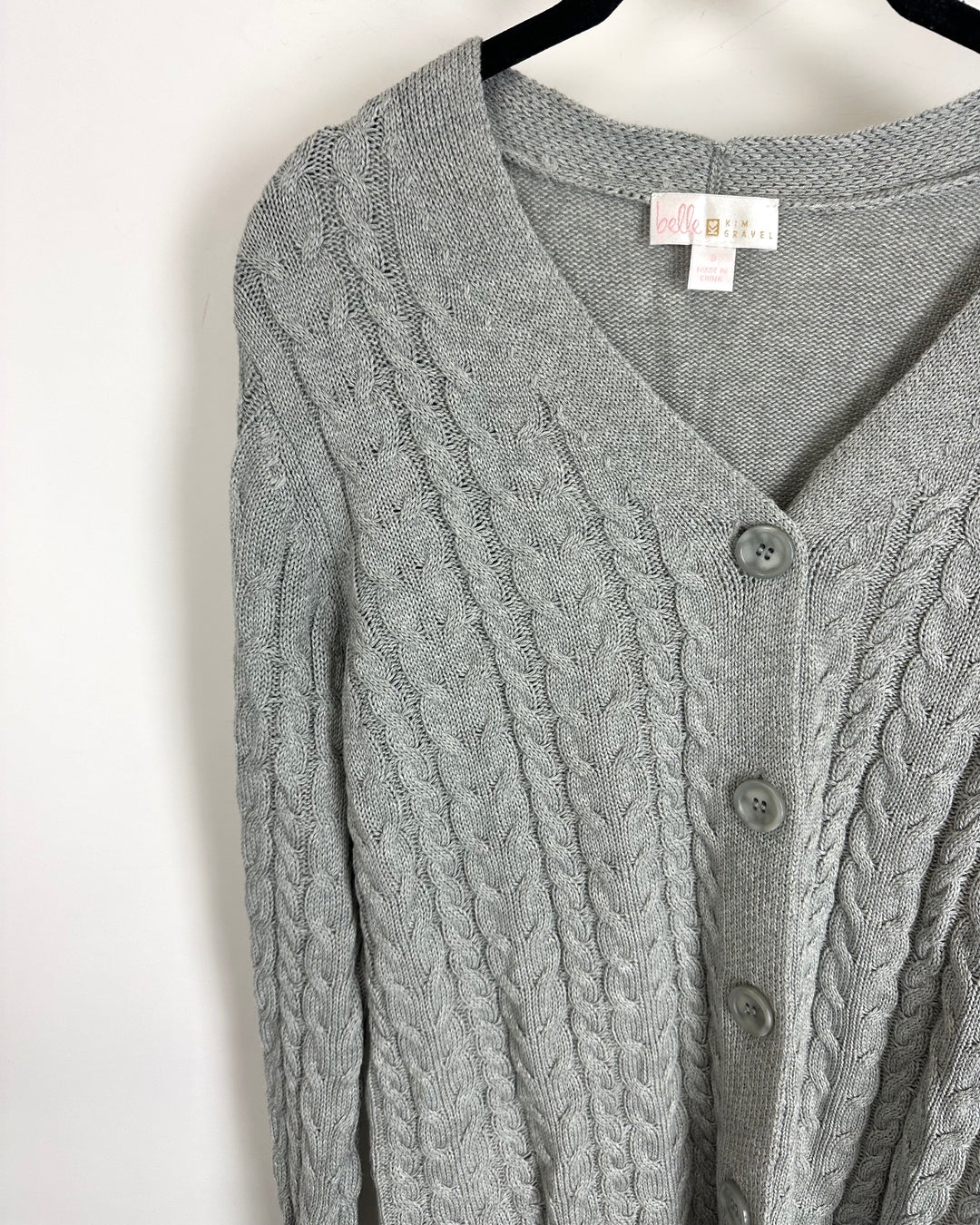 Grey Cable Knit Cardigan - Size 6/8