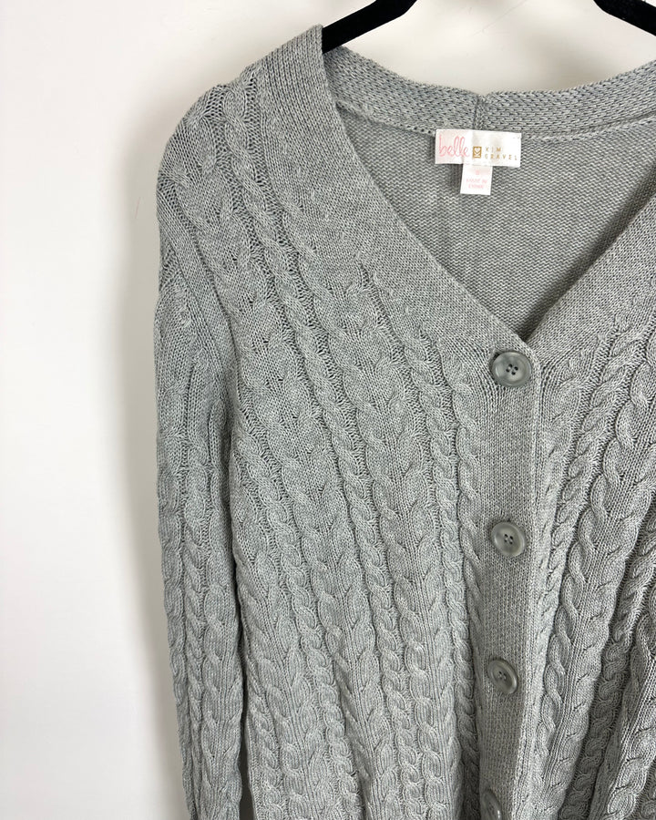 Grey Cable Knit Cardigan - Size 6/8