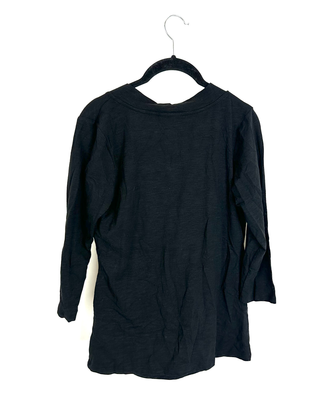 Black Quarter Sleeve V-Neck Top - Size 6/8