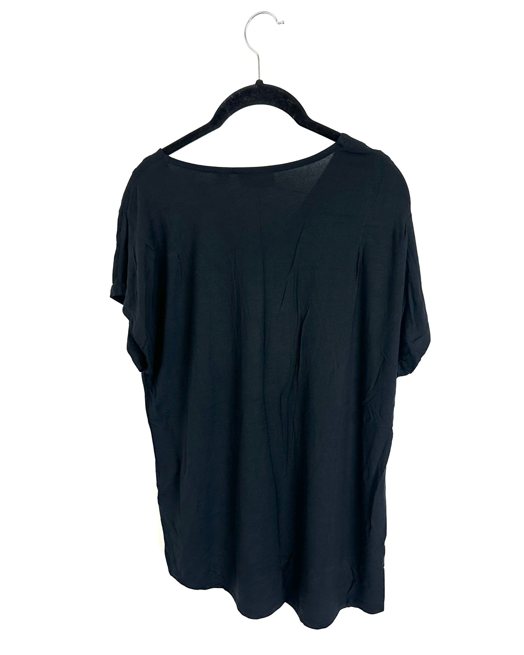 Black Short Sleeve V-Neck Top - Size 6/8