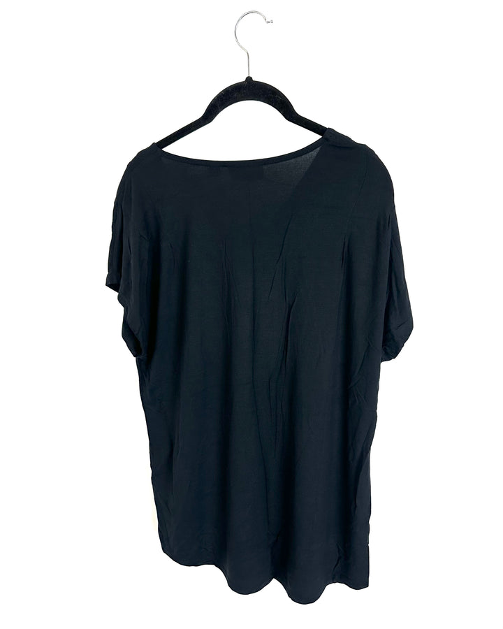 Black Short Sleeve V-Neck Top - Size 6/8