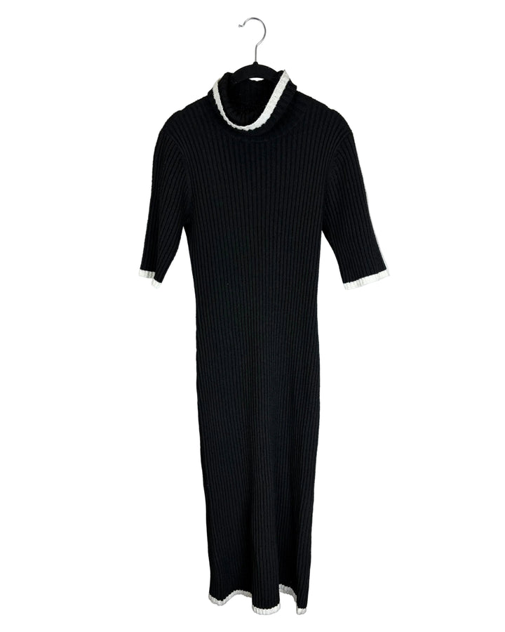Black Contrast Trim Sweater Dress - Size 4/6