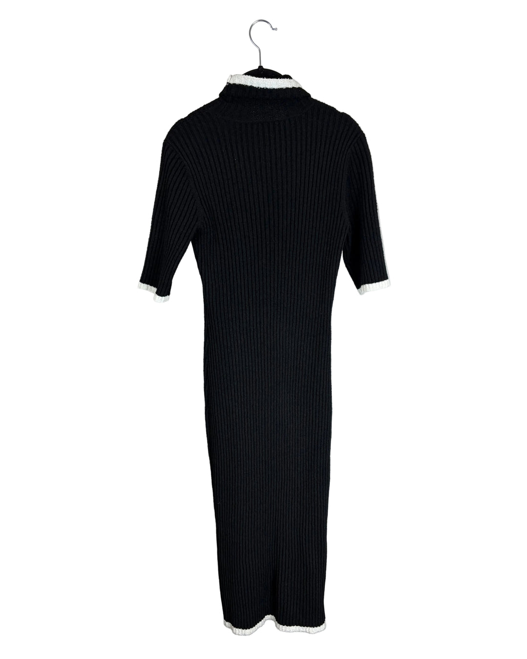 Black Contrast Trim Sweater Dress - Size 4/6