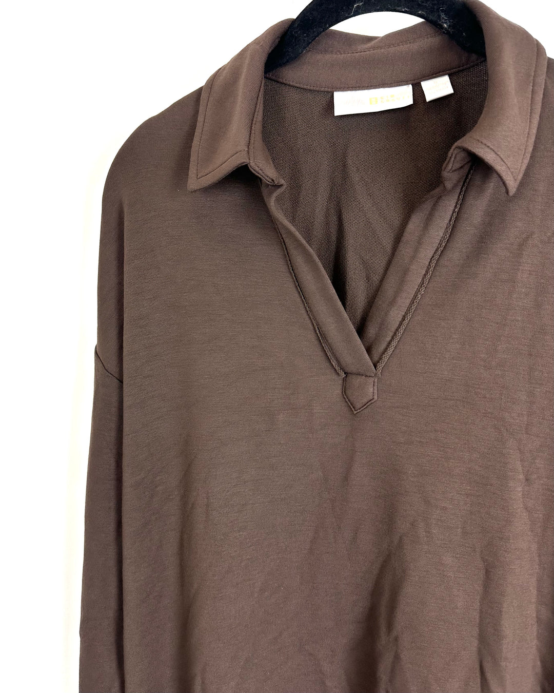 Brown Soft Collared Top - Size 6/8
