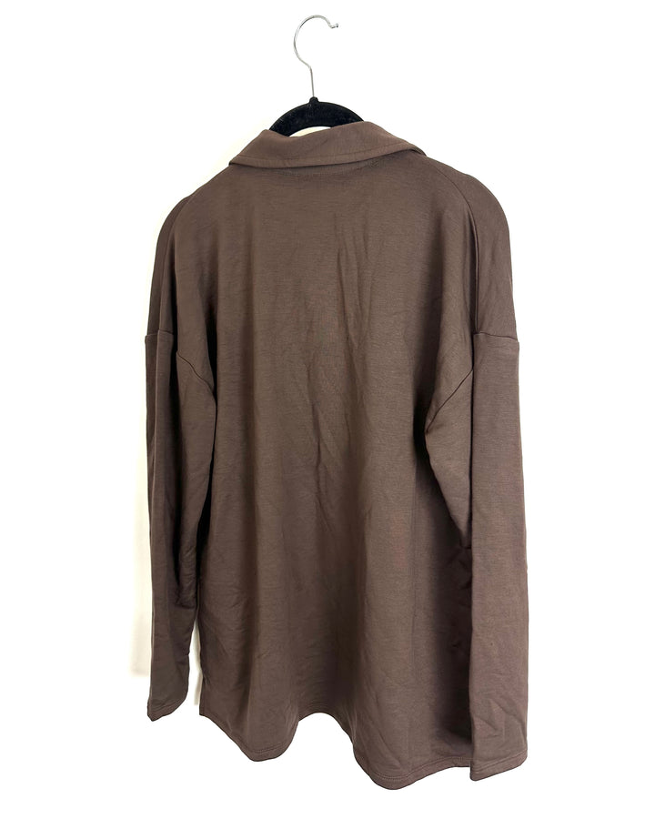Brown Soft Collared Top - Size 6/8