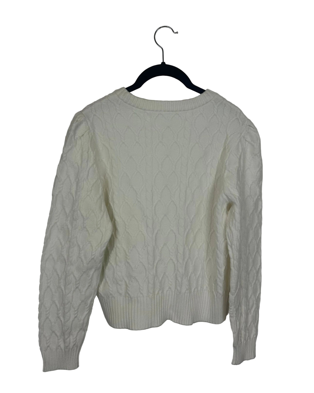 White Sweater with Black Beaded Bows - Size 2/4