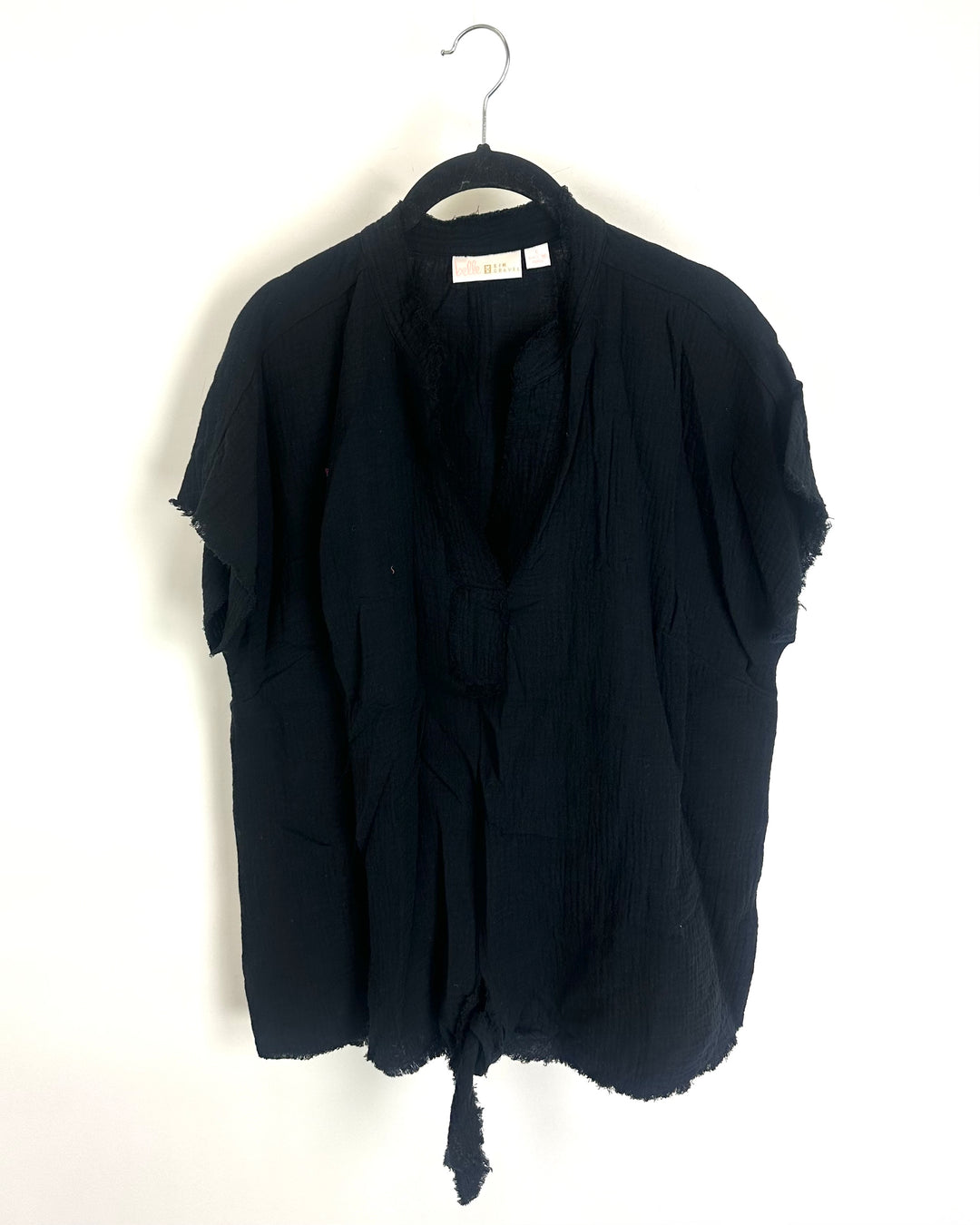 Black Tapered Short-Sleeve Top - Size 6/8