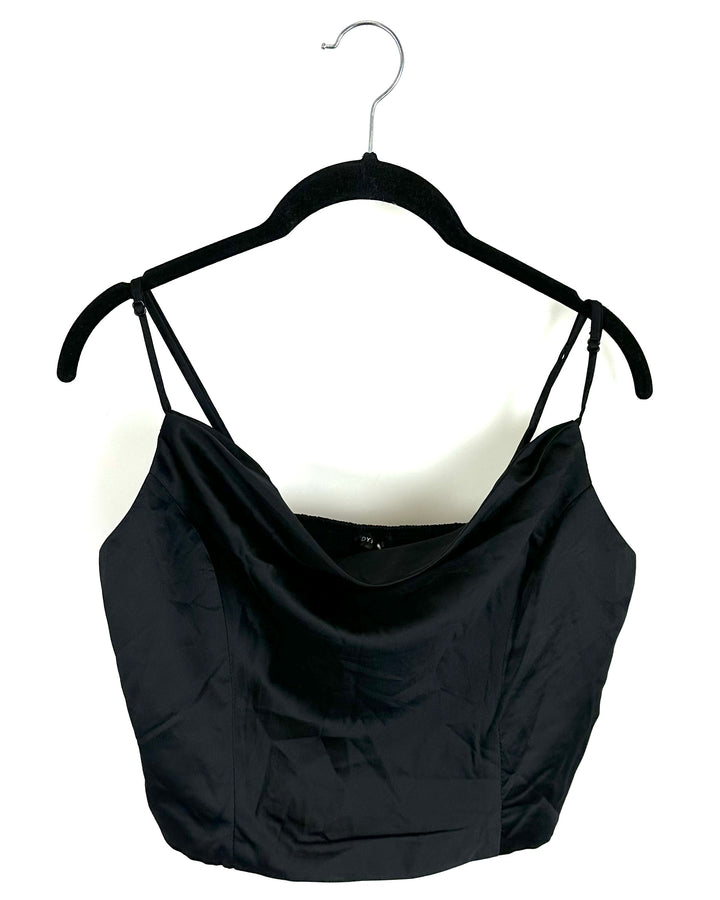 Dynamite Black Cowl Neck Crop Top - Small