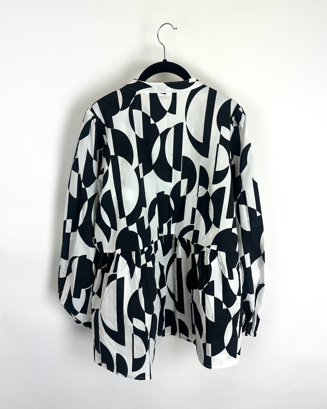 Black and White Flared Blouse - Size 6/8