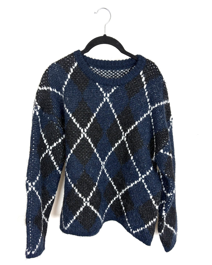 Navy Argyle Sweater - Size 6/8