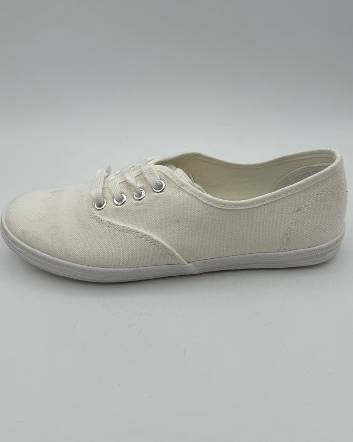White Lace Up Sneakers - Size 10