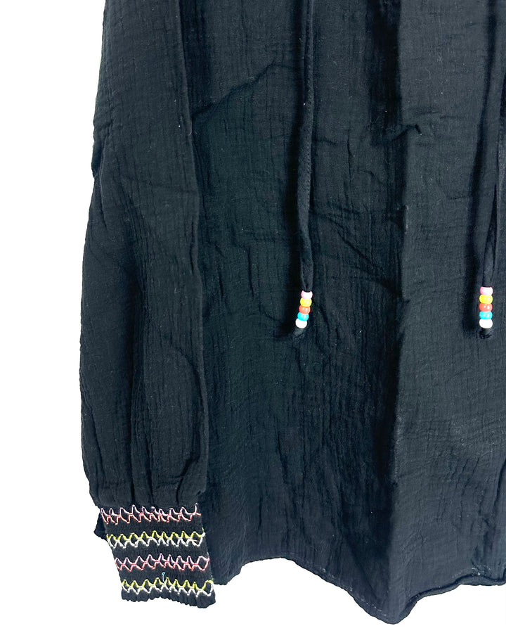 Black Multicolor Stitch Top - Size 6/8