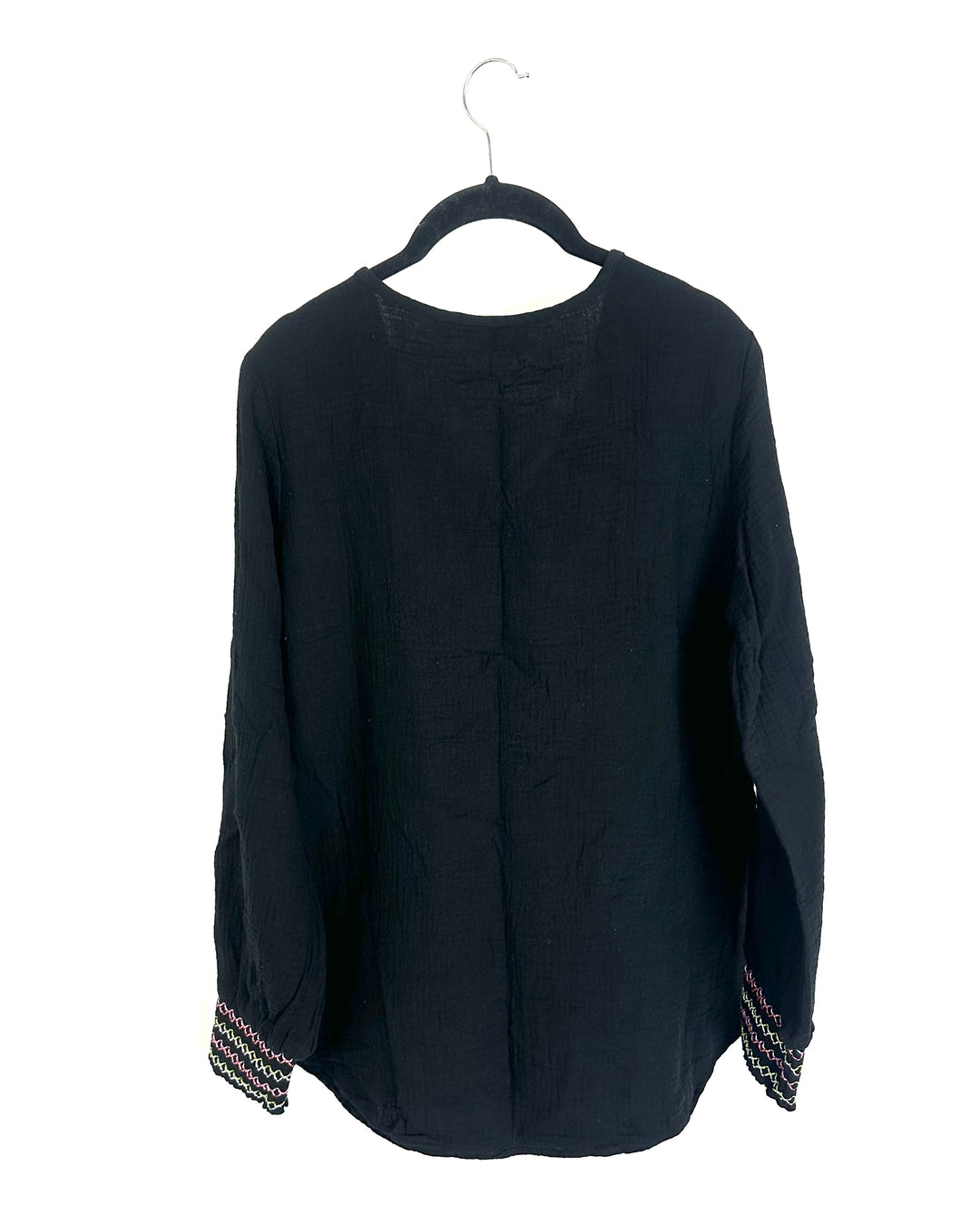 Black Multicolor Stitch Top - Size 6/8