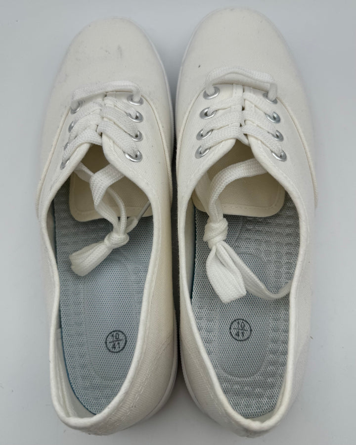 White Lace Up Sneakers - Size 10