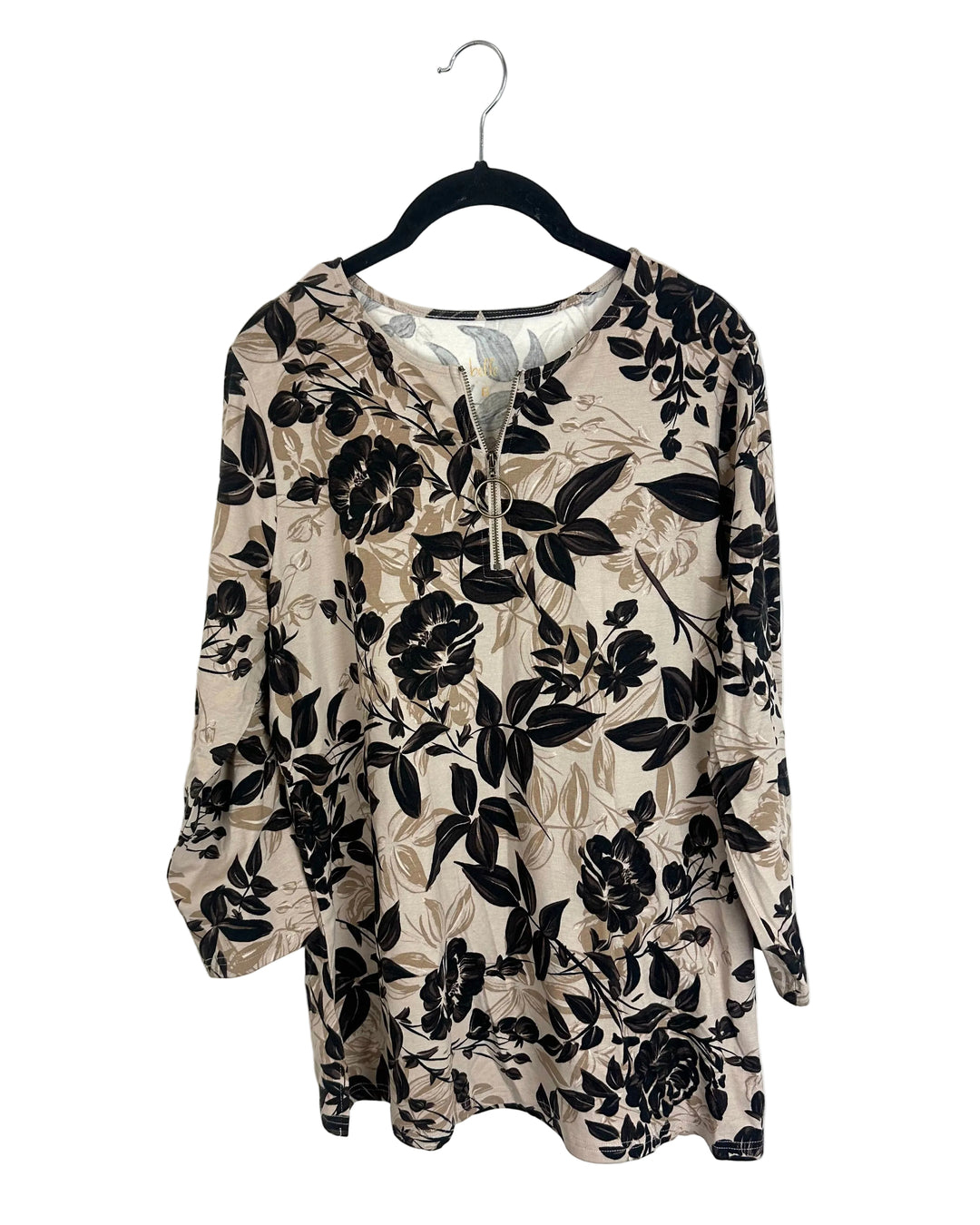 Brown Quarter Zip Top - Size 6/8