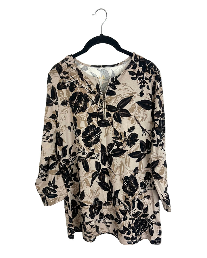 Brown Quarter Zip Top - Size 6/8